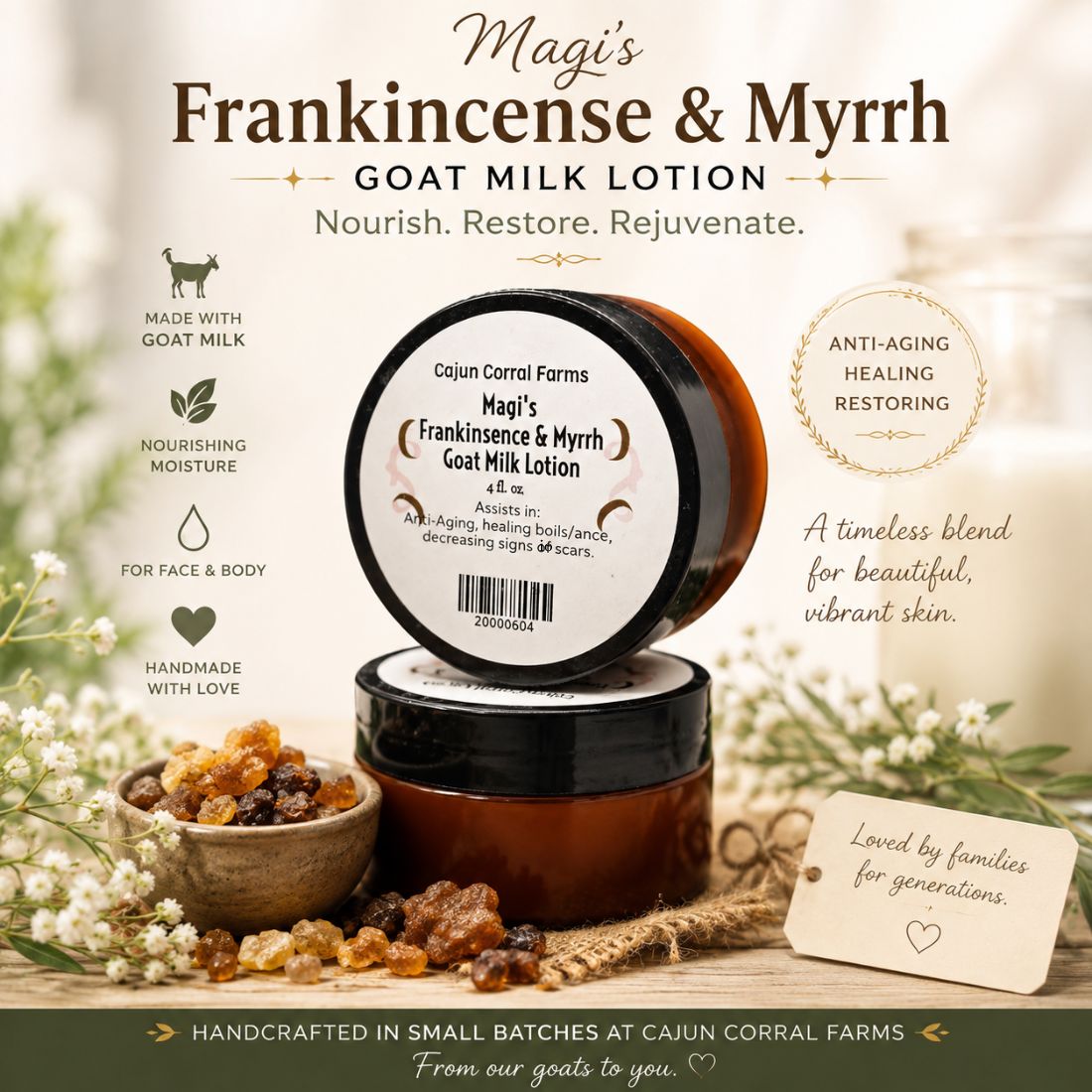 Frankincense & Myrrh Goat Milk Lotion – 4 oz