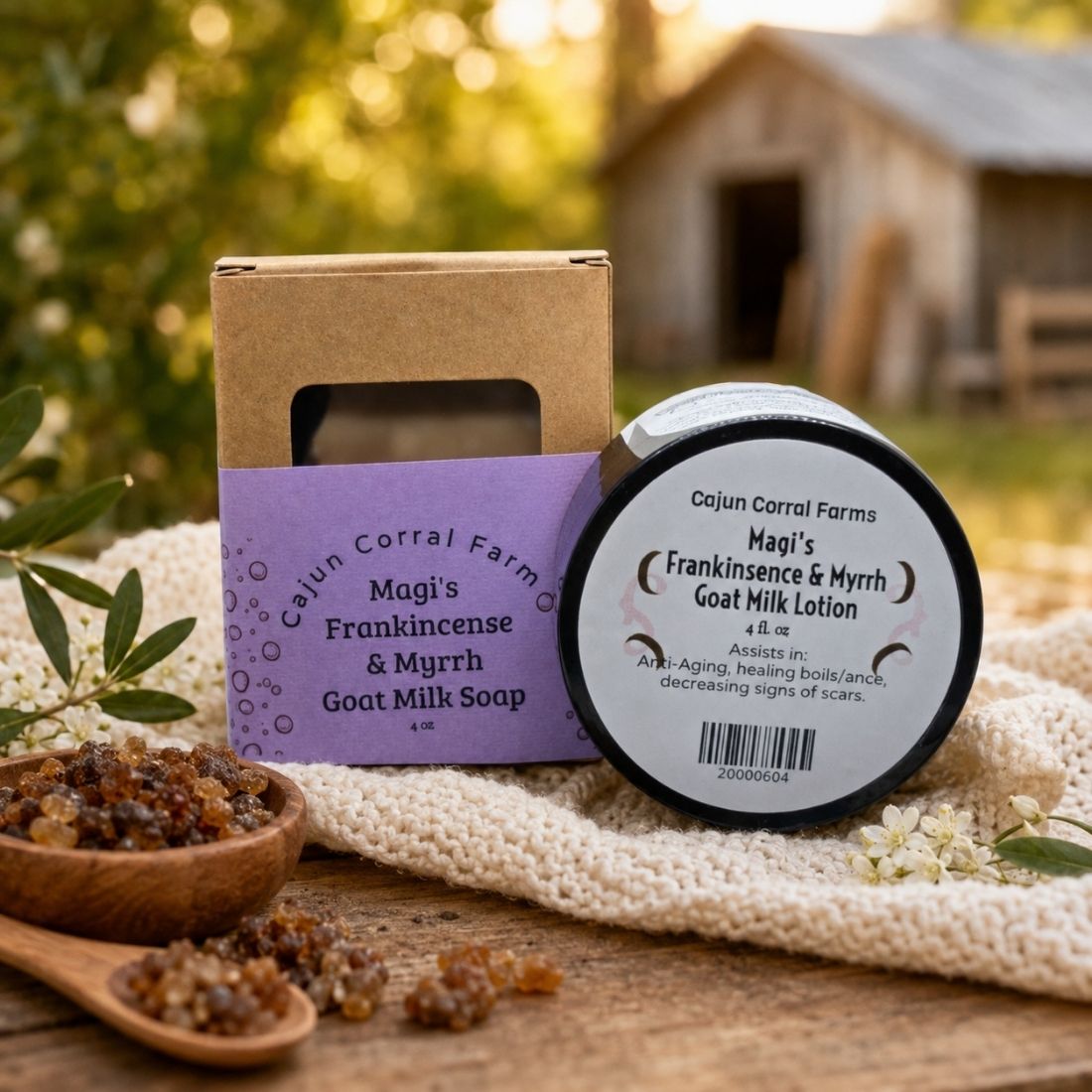 Magi’s Frankincense & Myrrh Goat Milk Soap and Lotion Bundle