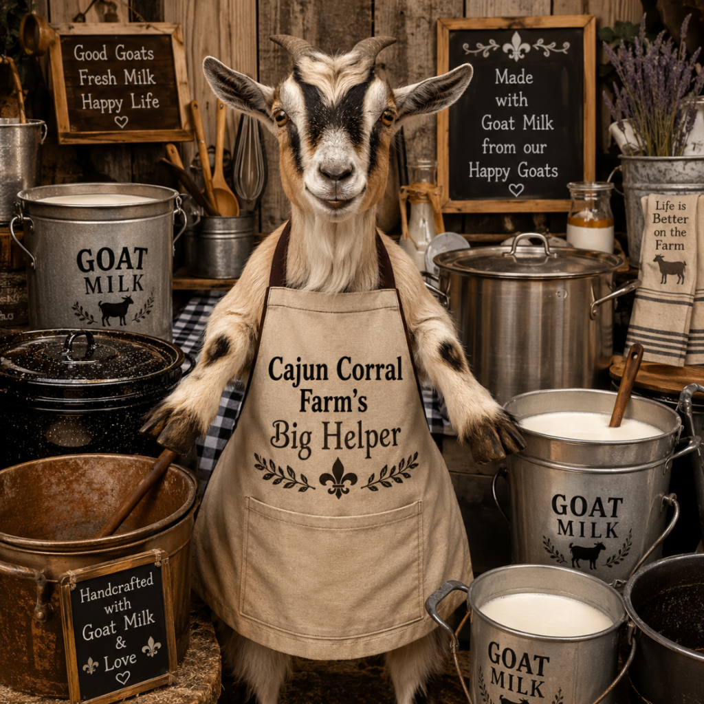 mad cooking goat in the kitchen