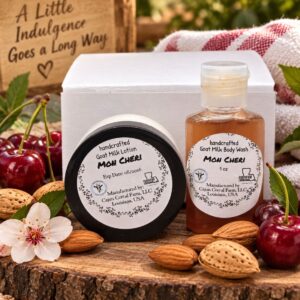 Petite Indulgence Spa Set – Mon Cheri | 1 oz Goat Milk Lotion + 1 oz Goat Milk Body Wash
